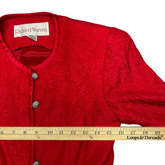 Richard Warren Vintage 80s Red Silk Suit Set 4 | Skirt Cherry-Coded Old Money - Picture 7 of 16